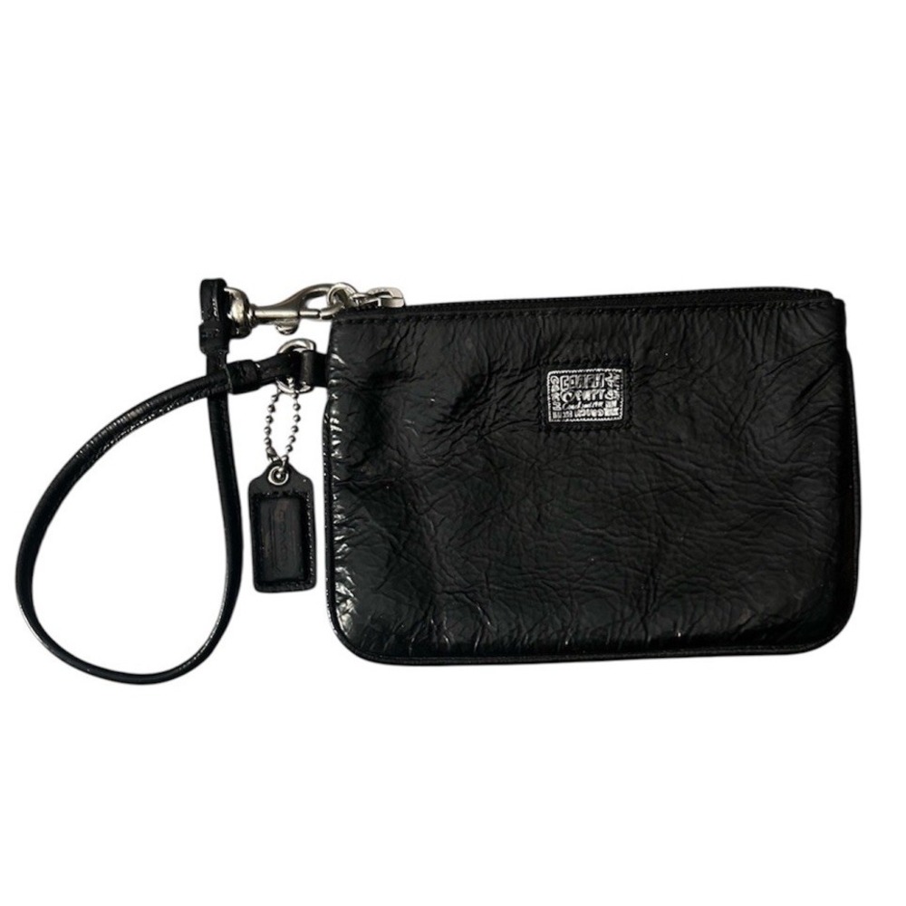Coach Poppy Black Onyx Patent Leather Small Wristlet 46116 Vintage